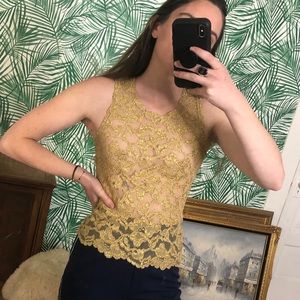 3/$15 Vintage Victoria Secret Gold Mesh Top